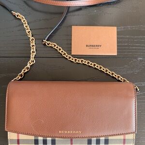 Burberry Tan Leather Chain Shoulder Bag